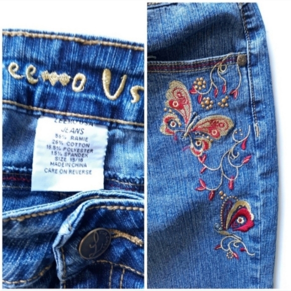Leemo USA Butterfly Embroidered Capri Jeans - Picture 3 of 3
